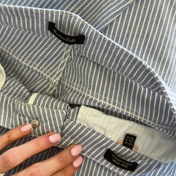 MASSIMO DUTTI WOMEN SLIM FIT CROPPED MIDWAIST TROUSERS blue and white stripes 4 - Picture 6 of 9